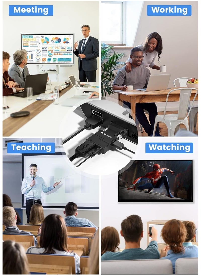 Generic - VGA to HDMI Converter with Audio 1080P Output Source for PC TV/Monitor Active Male Female Video Input Connector for Laptop Computer Projector Number of Ports: 4 - Image 1