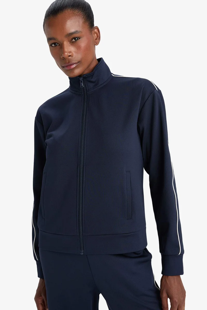 Defacto Slim Fit Stand Collar Zip-Up Sweatshirt