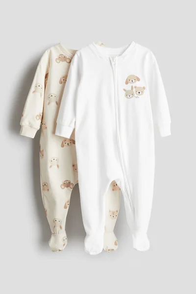 H&M 2-Pack Zip-Up Sleepsuits
