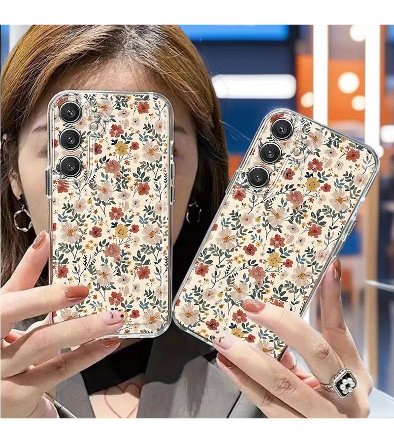 غطاء شفاف واضح للهواتف بتصميم زهور، طبقة حماية ماصة للصدمات متوافقة مع سامسونج جالاكسي A22 4G - Image 1