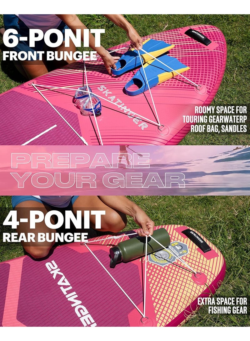 Skatinger Skatinger 11.6'-35"-6" Single Layer SUP Soft Standup Board Power Fin Paddle Board with Pump and Fins for Yoga, Fishing, Drifting, and Floating - Meteor Red  - Image 2