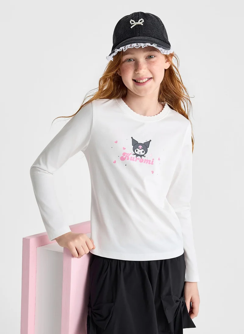 Balabala Kids Girls Round neck long-sleeved T-shirt