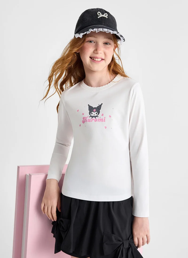 Balabala Kids Girls Round neck long-sleeved T-shirt