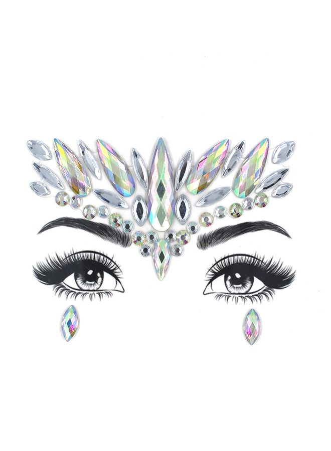 Luminous Mermaid Princess Face Gems Crystal Sticker