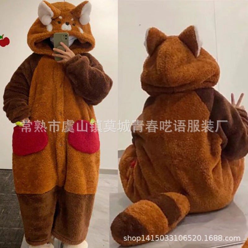 Autumn Winter Men And Women Ugly Fish Peco Donald Duck Thickened War Robe Flannel Home Clothes Nightgown Bathrobe Cosplay - Image 3