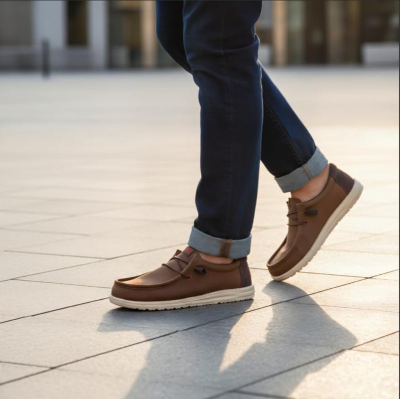 HEYDUDE Wally Waxed Casual Brown Size 13, Menâ€™s Shoes, Slip-on Loafers, Comfortable & Light-Weight - Image 3