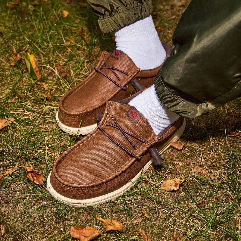 HEYDUDE Wally Waxed Casual Brown Size 13, Menâ€™s Shoes, Slip-on Loafers, Comfortable & Light-Weight - Image 5