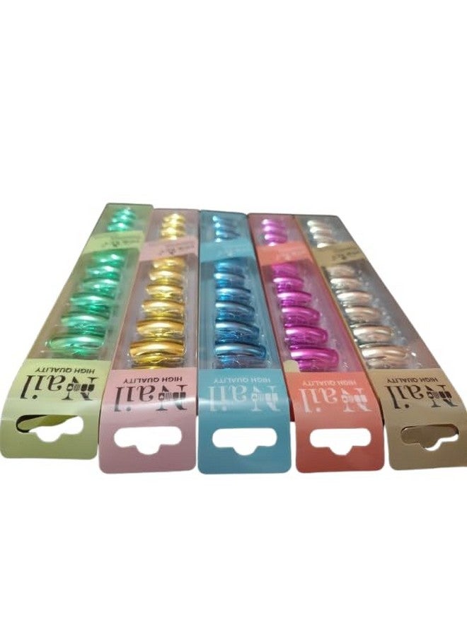 Glam Shopperz Everlasting French Nails Artificial Nails Art Set| Lightweight & Long Lasting| Easy To Use| Quick Fix For Festivals & Special Occasions Pack of 03