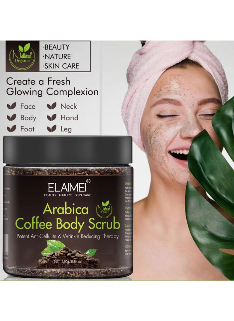 Elaimei - Natural Organic Arabica Coffee Body Scrub Potent Anti-Cellulite & Wrinkle Reducing Therapy 250g - Image 1