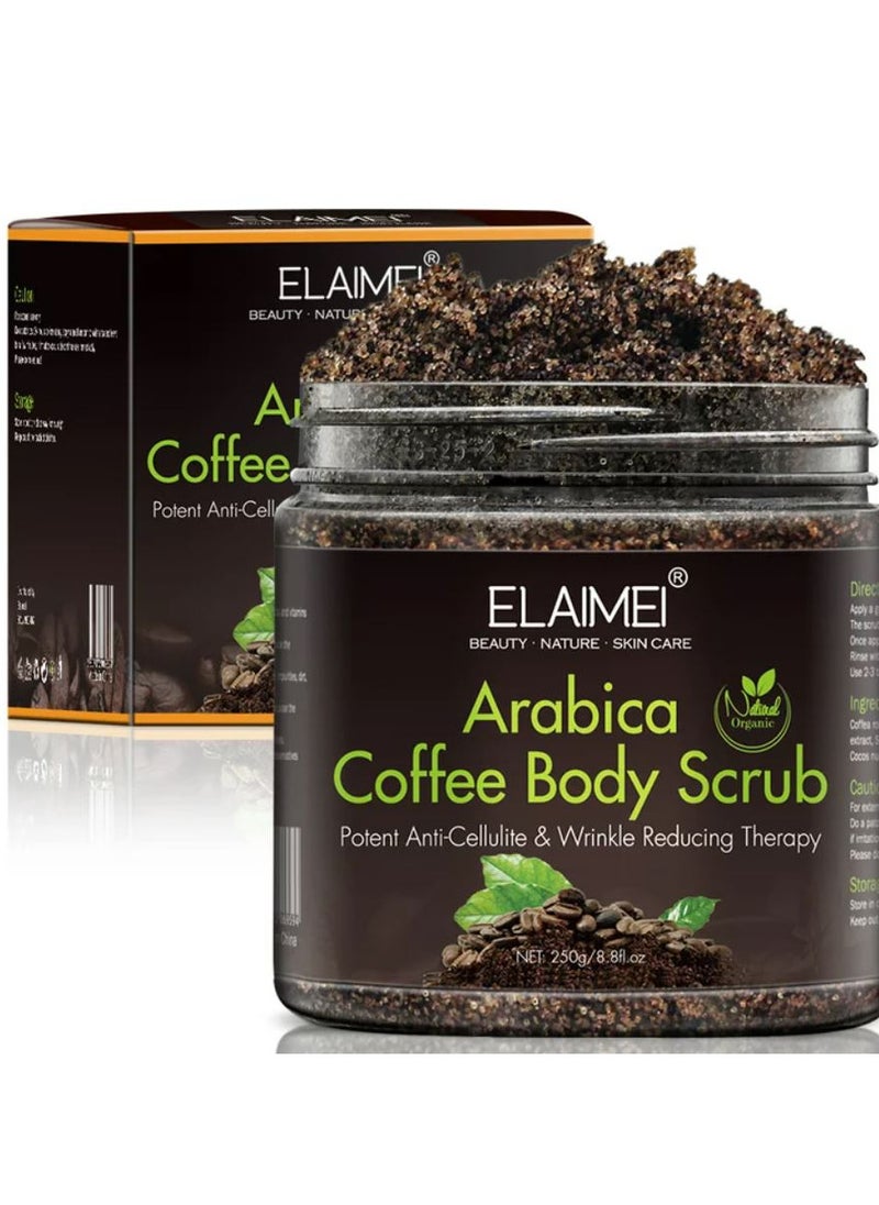 Elaimei - Natural Organic Arabica Coffee Body Scrub Potent Anti-Cellulite & Wrinkle Reducing Therapy 250g - Image 1