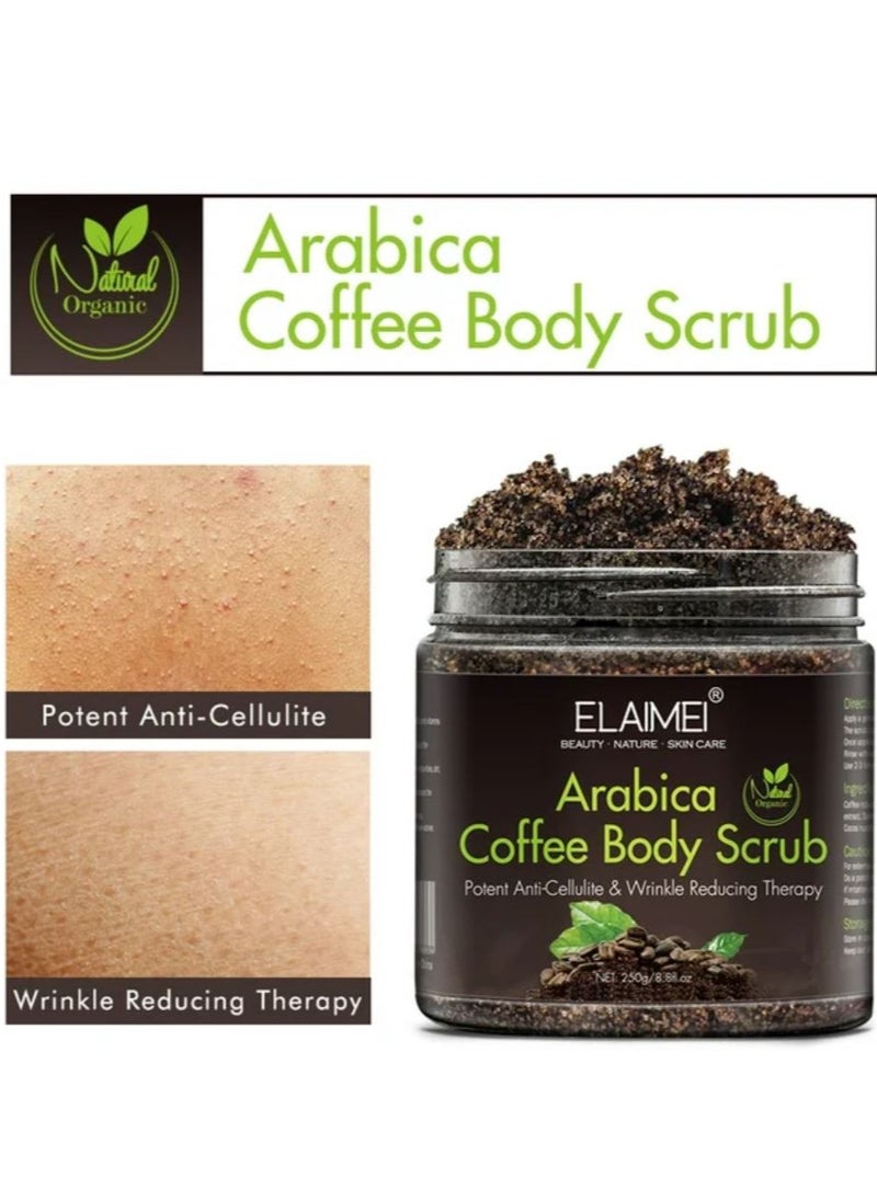 Elaimei - Natural Organic Arabica Coffee Body Scrub Potent Anti-Cellulite & Wrinkle Reducing Therapy 250g - Image 1