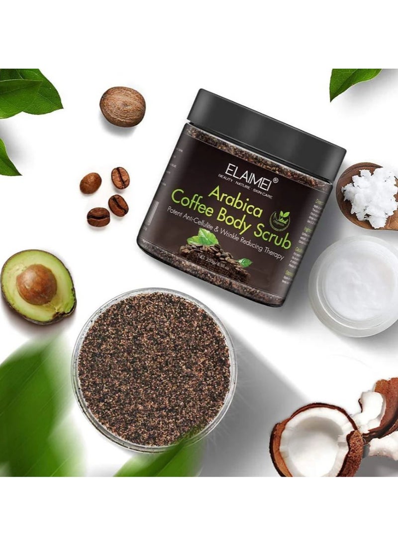 Elaimei - Natural Organic Arabica Coffee Body Scrub Potent Anti-Cellulite & Wrinkle Reducing Therapy 250g - Image 1