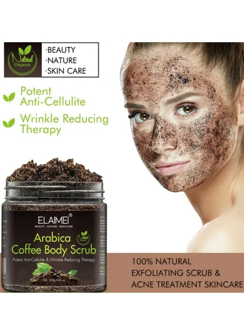 Elaimei - Natural Organic Arabica Coffee Body Scrub Potent Anti-Cellulite & Wrinkle Reducing Therapy 250g - Image 1
