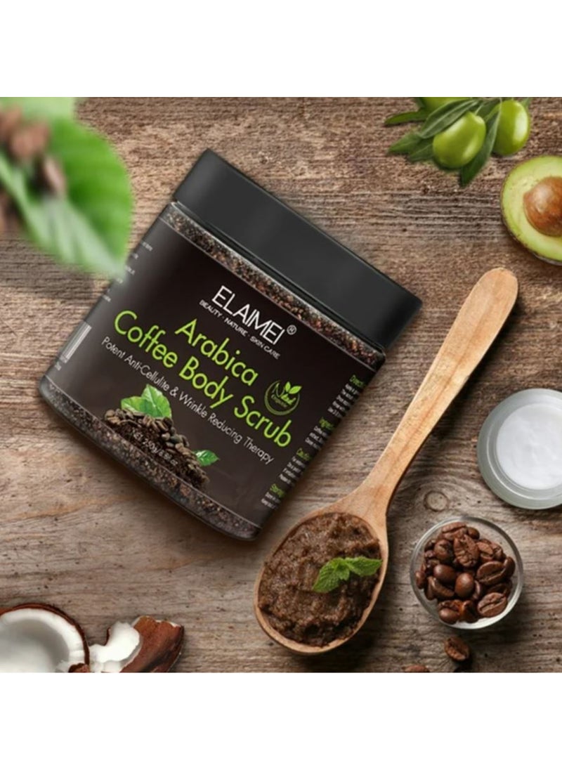 Elaimei - Natural Organic Arabica Coffee Body Scrub Potent Anti-Cellulite & Wrinkle Reducing Therapy 250g - Image 1