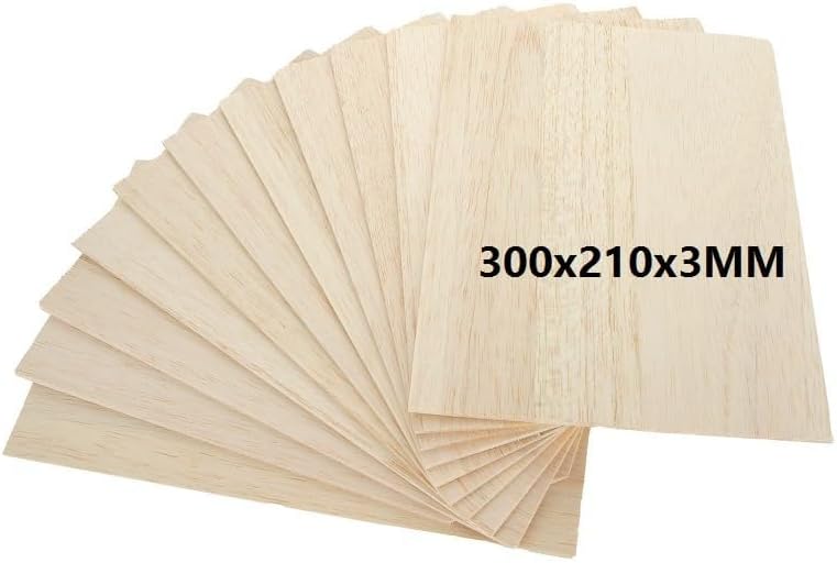 MIVIDE Durability boosted processed material 12PCS Balsa Wood, 300x210x3MM Balsa Wood Sheets, A4 Wood Board for Arts and Crafts, School Projects, Wooden DIY Ornaments Temp & permanent project compatible - Image 2
