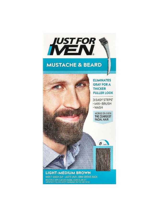 Just For Men Just for Men, Mustache & Beard, Brush-In Color Gel, M-30 Light-Medium Brown, 1 Multiple Application Kit  - Image 1