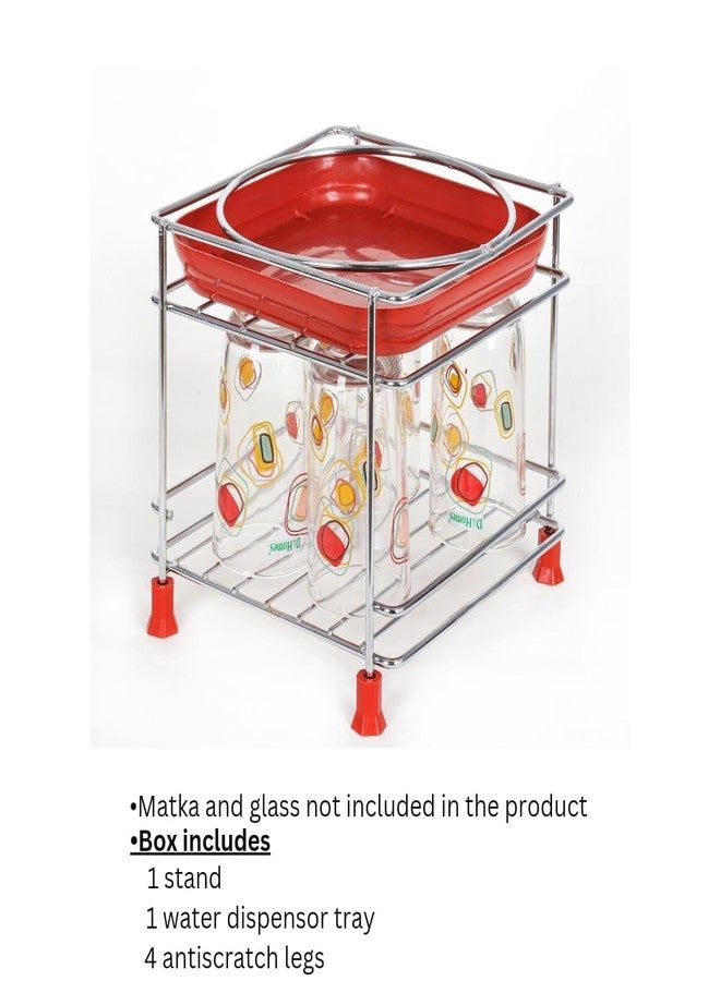 QUALIZA Stainless Steel Heavy Matka Stand with Tray Holder, Pot Stand With Round Surface Stand Water Dispenser Stand, Water Jar Holder, Matka Rack, Multipurpose Rack for Kitchen/Bathroom - Image 2