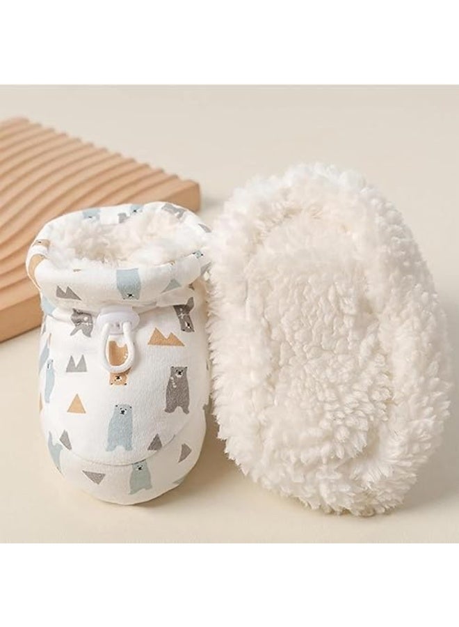 SYOSI Warm Fur Baby Boots Anti-Slip Winter Shoes with Fleece Lining and Adjustable Drawstring Soft Sole Infant Booties for Cold Weather Outdoor Walking Toddler Photoshoots, 2 pack, 12cm, 12 Months - Image 4