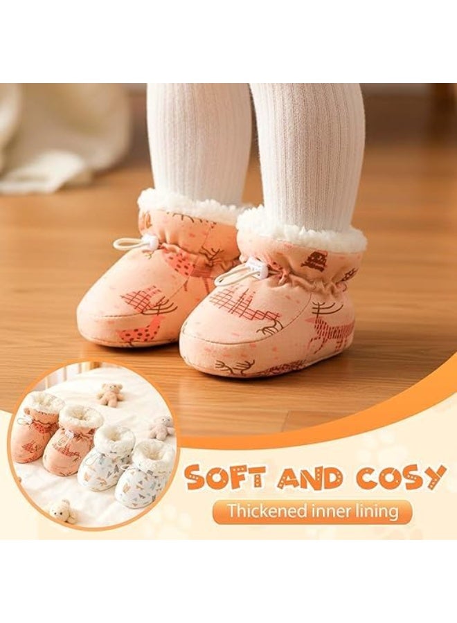 SYOSI Warm Fur Baby Boots Anti-Slip Winter Shoes with Fleece Lining and Adjustable Drawstring Soft Sole Infant Booties for Cold Weather Outdoor Walking Toddler Photoshoots, 2 pack, 12cm, 12 Months - Image 5