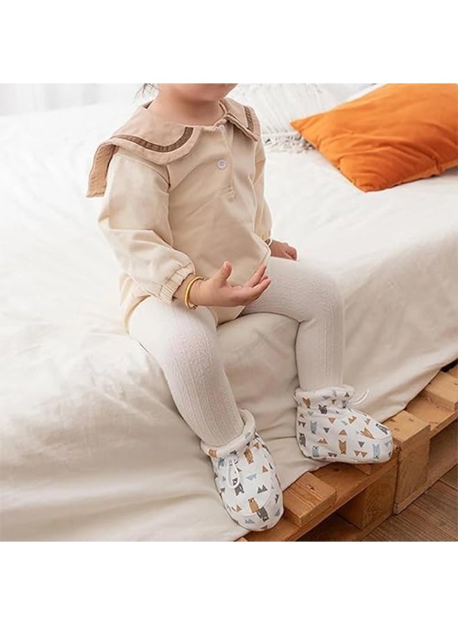 SYOSI Warm Fur Baby Boots Anti-Slip Winter Shoes with Fleece Lining and Adjustable Drawstring Soft Sole Infant Booties for Cold Weather Outdoor Walking Toddler Photoshoots, 2 pack, 12cm, 12 Months - Image 2