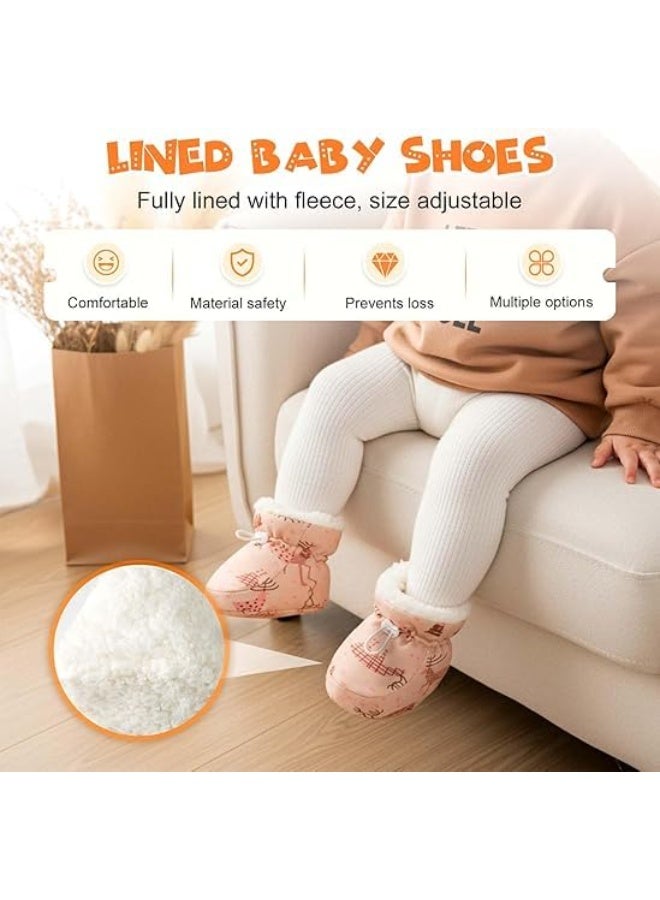 SYOSI Warm Fur Baby Boots Anti-Slip Winter Shoes with Fleece Lining and Adjustable Drawstring Soft Sole Infant Booties for Cold Weather Outdoor Walking Toddler Photoshoots, 2 pack, 12cm, 12 Months - Image 3