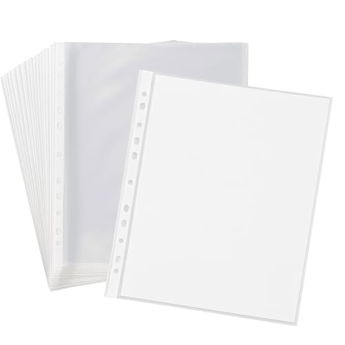 WeKonnect® Glossy Transparent Document Sleeves | Waterproof A4 Sheet Protectors with 11 Holes for Ring Binders | 50 Micron Clear Certificate Covers (Pack of 100) - Image 1