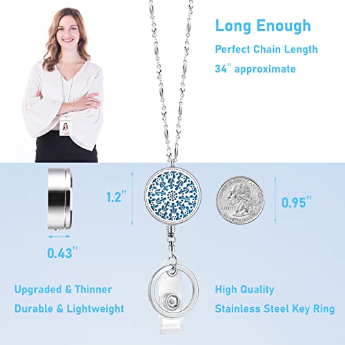 SAM & LORI Badge Lanyards for Women Teacher Keys Retractable Lanyard for Id Badges Retractable Reel Cute Employee Teacher Appreciation Gifts Beaded Lanyard Silver Necklace Pretty Nurse Graduation - Image 2