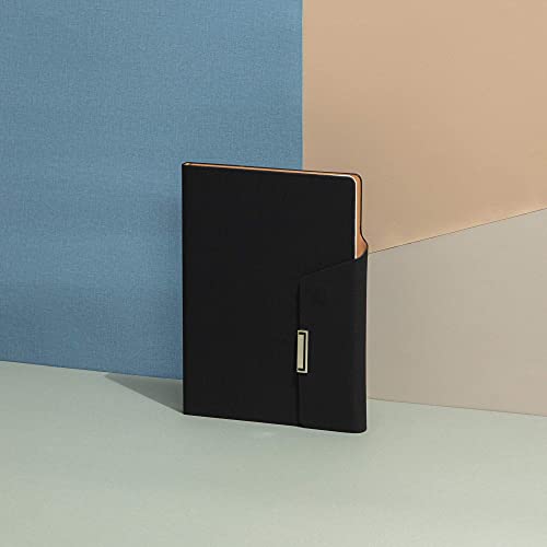 REGAL Signature A-5 PU Leather Business Notebook Diary Journal, Magnetic Flap Closure with sleek metal accessory,192 pages, 80 gsm (Classic Black) - Image 2