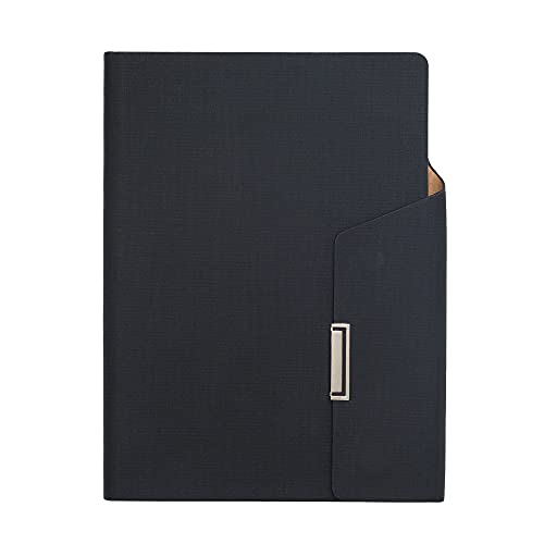 REGAL Signature A-5 PU Leather Business Notebook Diary Journal, Magnetic Flap Closure with sleek metal accessory,192 pages, 80 gsm (Classic Black) - Image 1