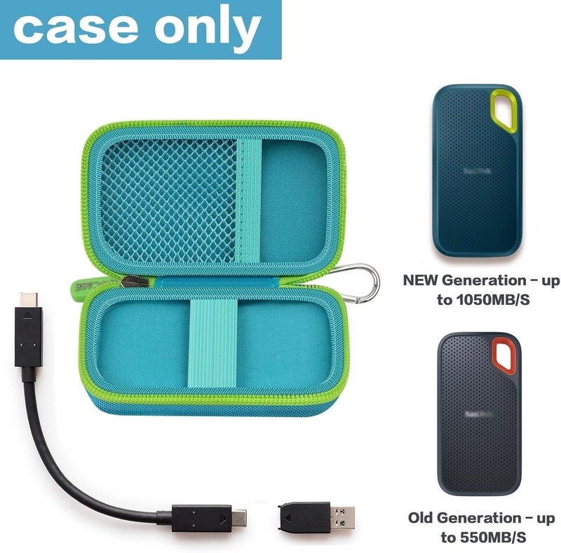 GWCASE Hard Case Compatible with SanDisk 1TB 2TB 4TB 500GB 8TB Extreme Portable SSD - Up to 1050MB/s - USB-C, USB 3.2 Gen 2 External Solid State Hard Drive Storage Holder for Cables-Green (Box Only) - Image 2