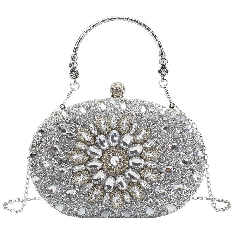 Suhatjia Rhinestone Clutch Purses for Women, Party Pearl Purses for Evening Weddings, Silver Evening Clutch - Image 1