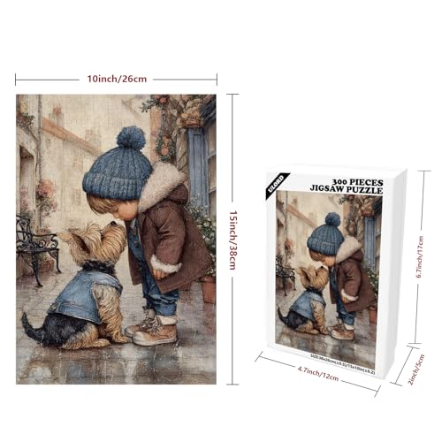 Ulord Great Jigsaw Puzzles for Adults 300 Pieces Little Boy Kissing Puppy Puzzles for Adults Toys Gift Family Decoration Kids Puzzle - Image 5