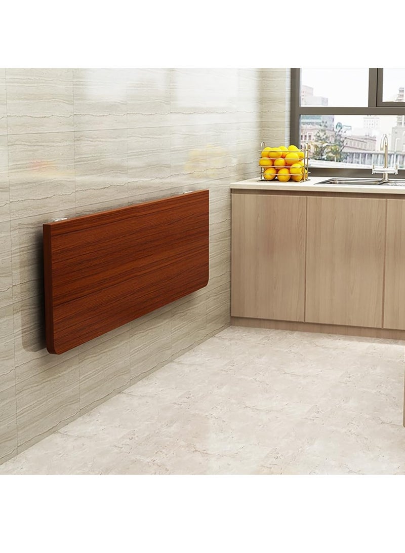 Computer Wall Mount Stand Folding Wall-Mounted Drop-Leaf Table, Metal Folding Shelf Bench Table Bracket (40 x 100 cm) Brown