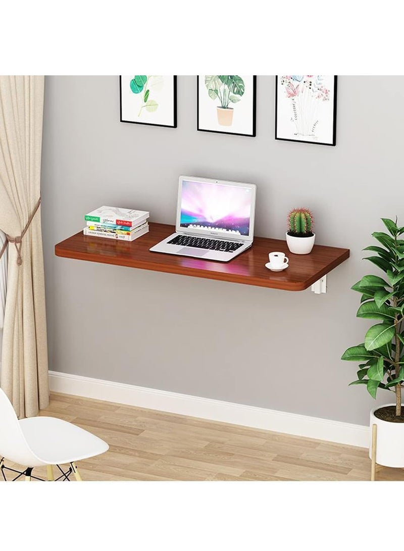 Computer Wall Mount Stand Folding Wall-Mounted Drop-Leaf Table, Metal Folding Shelf Bench Table Bracket (40 x 100 cm) Brown