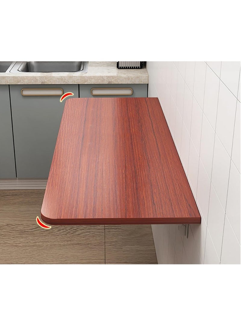 Computer Wall Mount Stand Folding Wall-Mounted Drop-Leaf Table, Metal Folding Shelf Bench Table Bracket (40 x 100 cm) Brown
