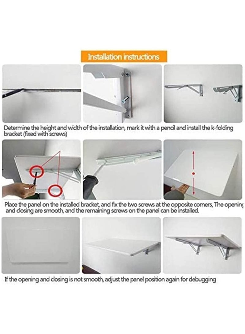 Computer Wall Mount Stand Folding Wall-Mounted Drop-Leaf Table, Metal Folding Shelf Bench Table Bracket (40 x 100 cm) Brown