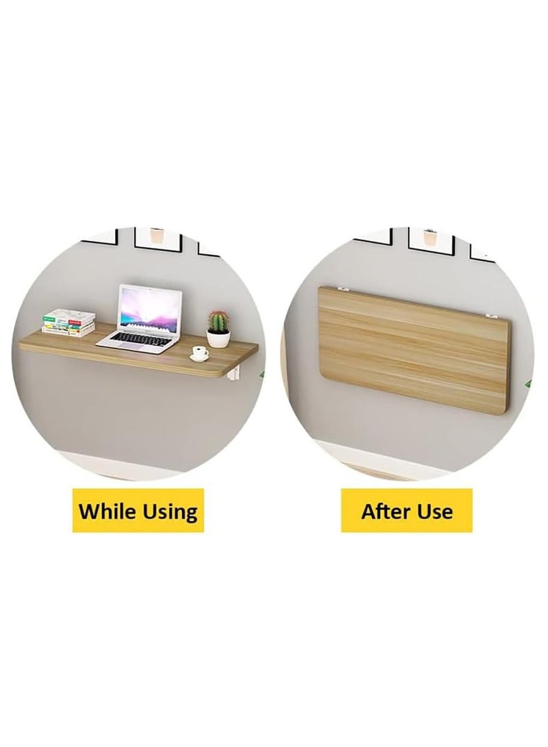 Computer Wall Mount Stand Folding Wall-Mounted Drop-Leaf Table, Metal Folding Shelf Bench Table Bracket (40 x 100 cm) Brown