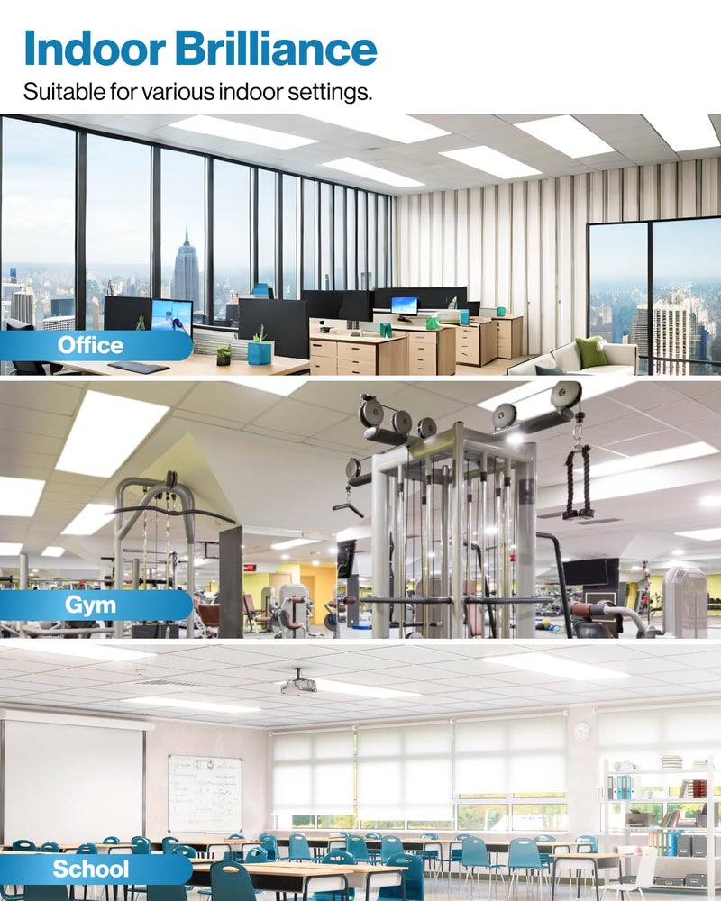 Sunco Lighting Sunco 2x4 LED Flat Panel Light Drop Ceiling Office Fixture, 7700 LM, Selectable Features, 40W/50W/60W, 4000K/5000K/6000K, Dimmable (0-10V), Dustproof ETL 2 Pack - Image 4
