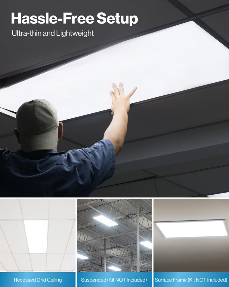 Sunco Lighting Sunco 2x4 LED Flat Panel Light Drop Ceiling Office Fixture, 7700 LM, Selectable Features, 40W/50W/60W, 4000K/5000K/6000K, Dimmable (0-10V), Dustproof ETL 2 Pack - Image 3