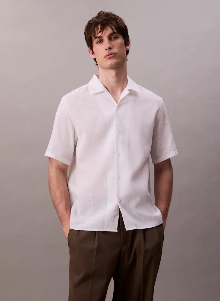 كالفن كلاين Linen Blend Short Sleeve Shirt