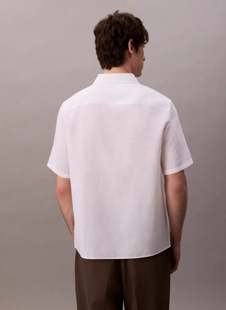 كالفن كلاين Linen Blend Short Sleeve Shirt