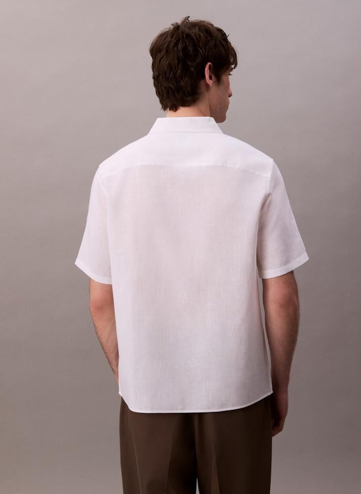 CALVIN KLEIN Linen Blend Short Sleeve Shirt - Image 2