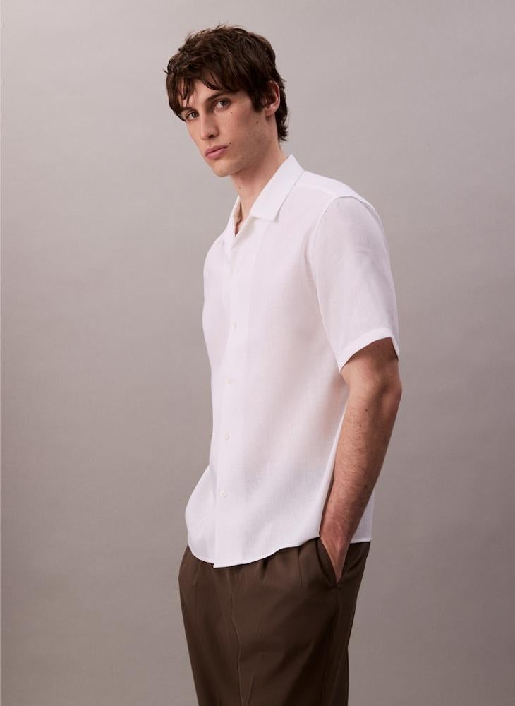CALVIN KLEIN Linen Blend Short Sleeve Shirt - Image 3