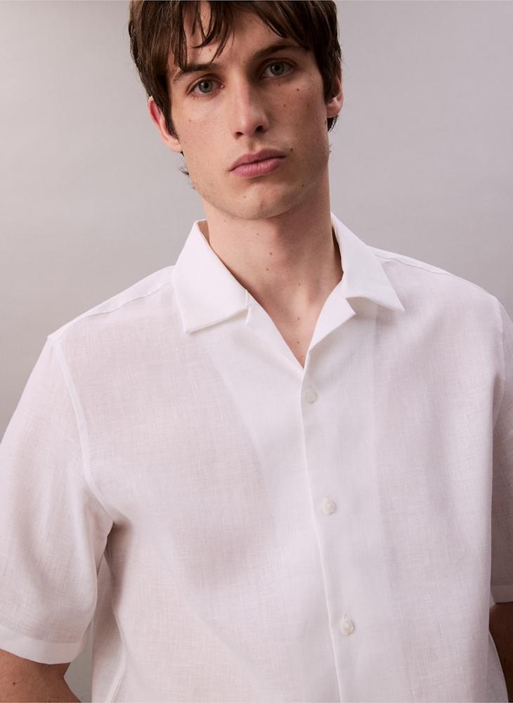CALVIN KLEIN Linen Blend Short Sleeve Shirt - Image 4