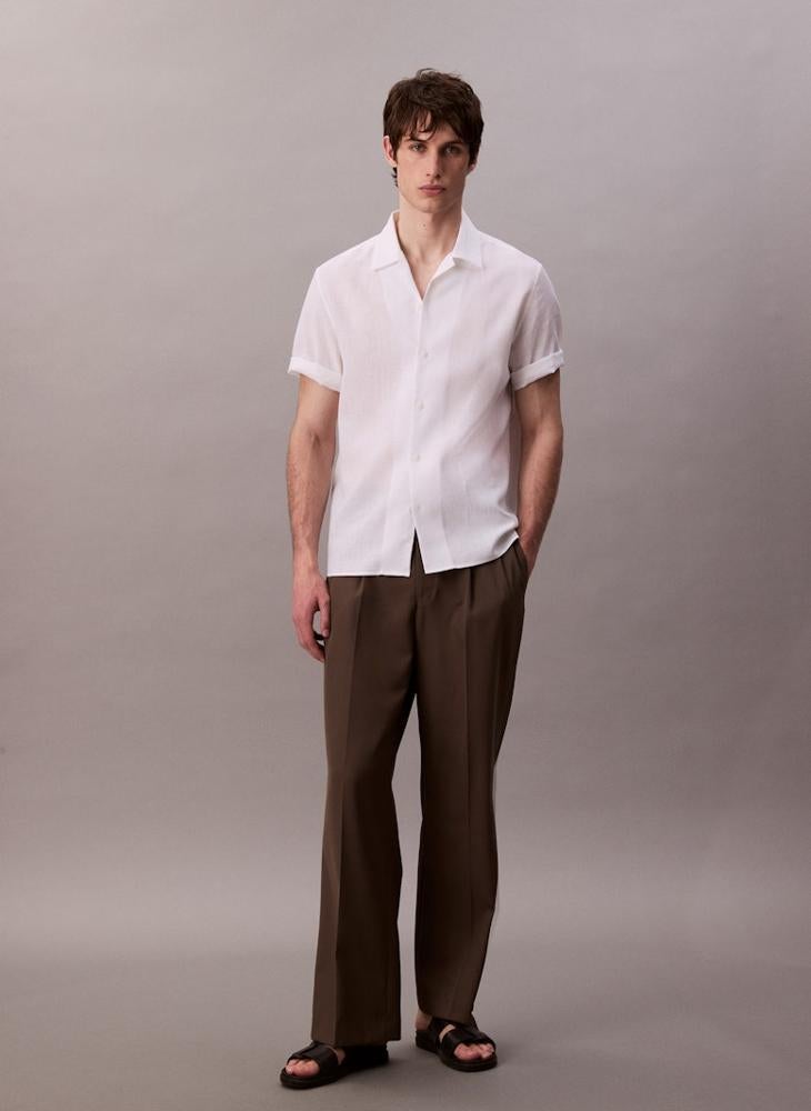 CALVIN KLEIN Linen Blend Short Sleeve Shirt - Image 5
