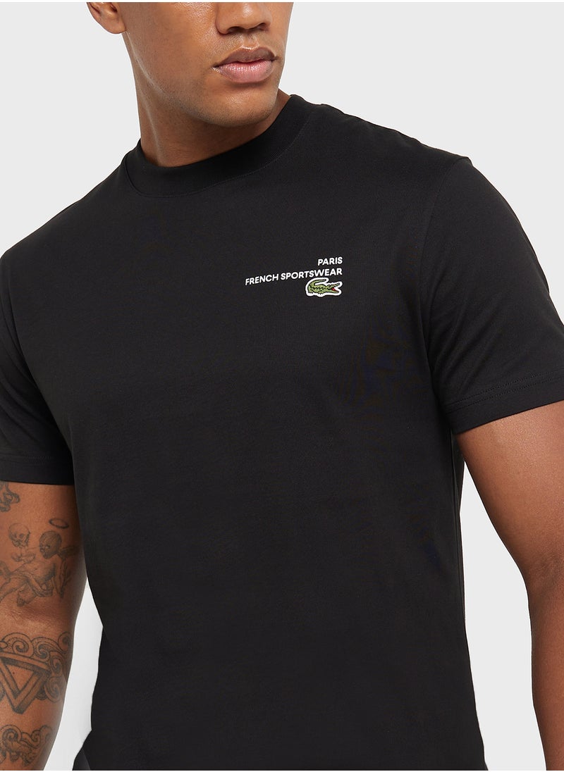 LACOSTE Logo Graphic Crew Neck Short Sleeve T-Shirt  - Image 3