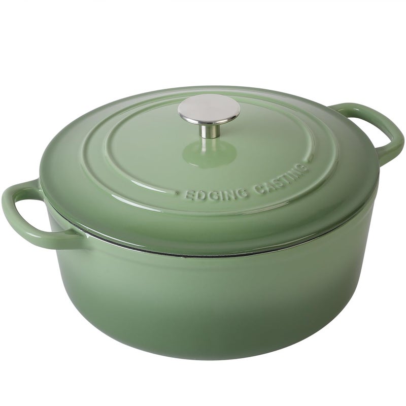 EDGING CASTING Enameled Cast Iron Dutch Oven Pot With Lid, 5.5 Quart, for Bread Baking, Cooking, Pistachio Green - Image 2