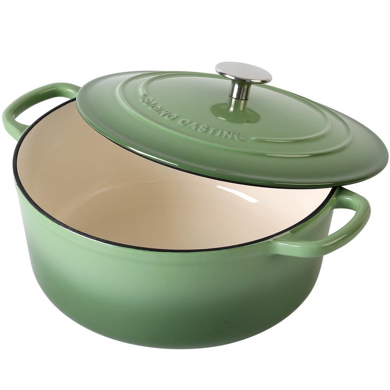 EDGING CASTING Enameled Cast Iron Dutch Oven Pot With Lid, 5.5 Quart, for Bread Baking, Cooking, Pistachio Green - Image 4