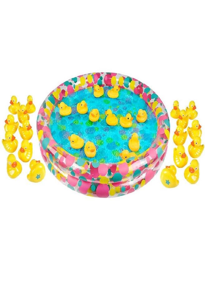 Duck Pond Matching Game Includes 20 Ducks with Numbers and Shapes and 3' x 6" Inflatable Pool, Memory Game, Water Outdoor Game for Children, Preschoolers, Birthday Party, Carnival