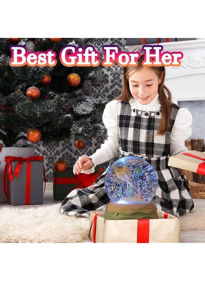 erorex Mermaid Princess Snow Globes Luminous Snowglobes With Musical Colorful Led Lights Creative Mini Crystal Ball Tabletop Decoration Cartoon Mermaid Snow Globes Nightlight For Women Kid Girl Pink  - Image 2